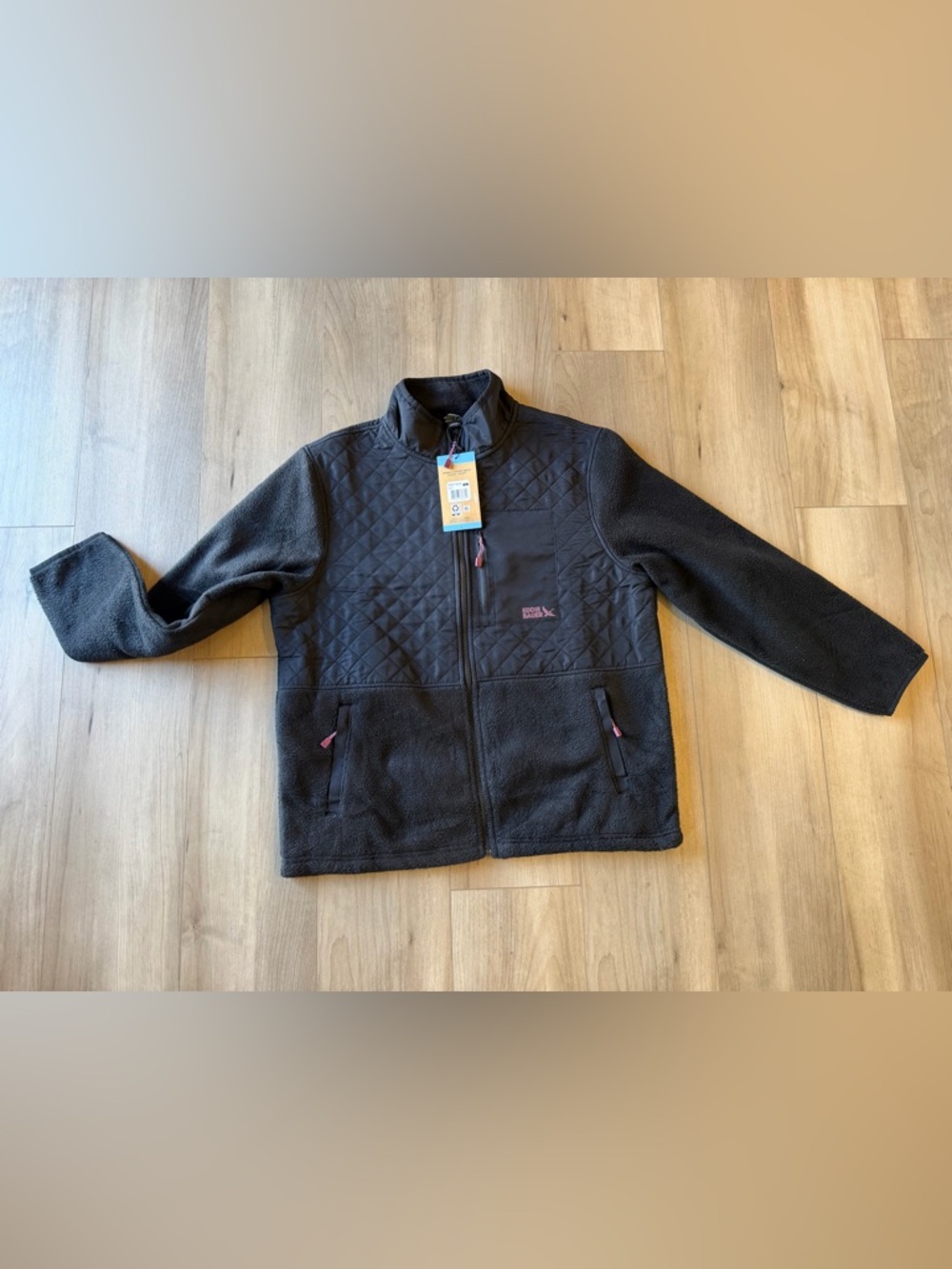 Eddie Bauer Woman’s Black Quilted Fleece Full-Zip Jacket